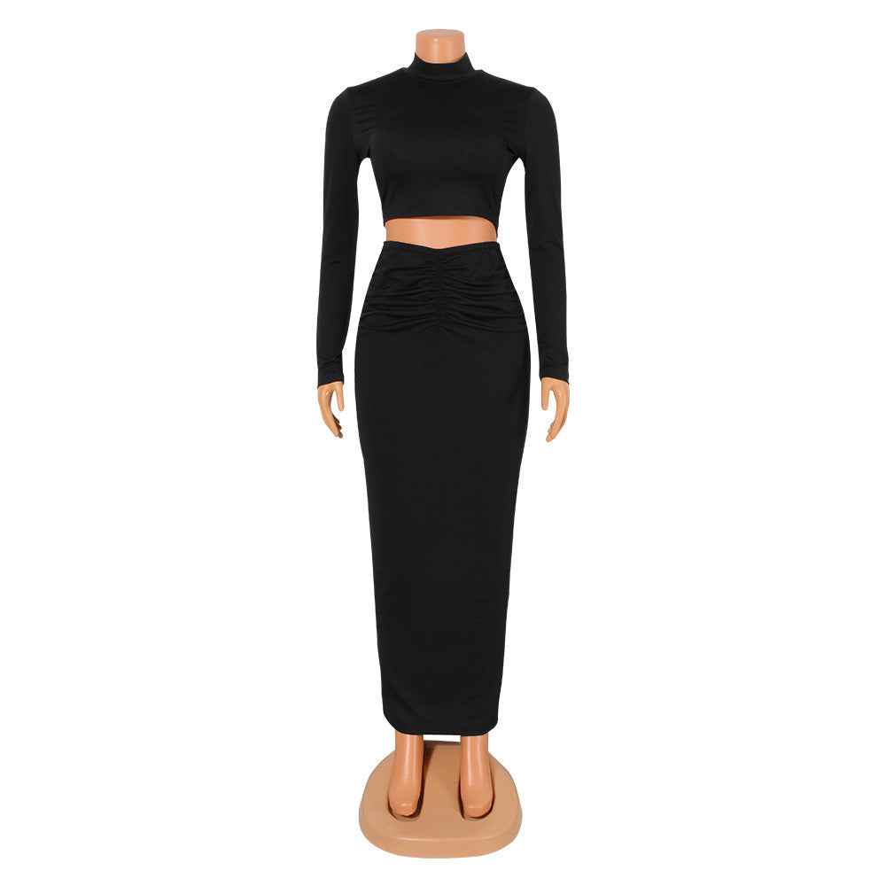 Ensemble deux pièces à manches longues et plissé