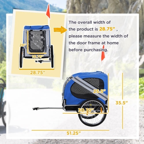 Rimorchio per bici per cani Aosom, carrello per animali domestici, carrello per bicicletta, accessorio per il trasporto di merci per viaggi con 3 ingressi, ruote grandi per fuoristrada e schermo a rete.