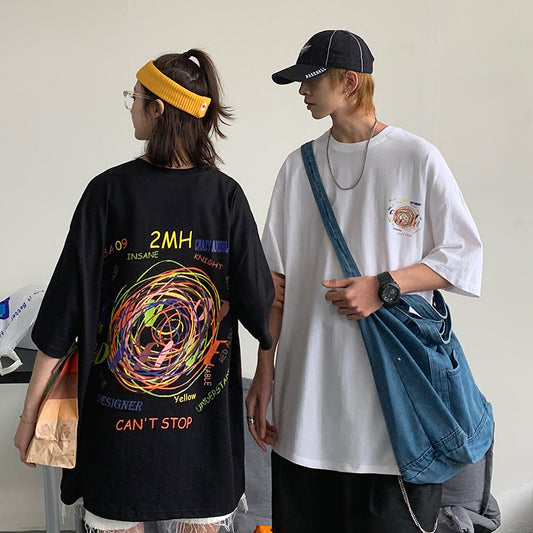 Graffiti casual loose short sleeve T-shirt