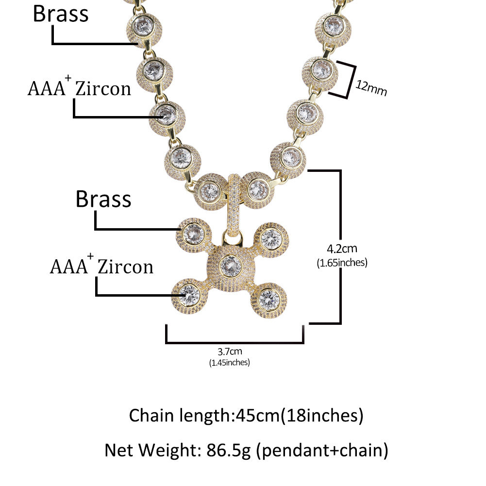 Collier en cuivre incrusté de zircons et de diamants, pendentif décoratif tendance et tendance