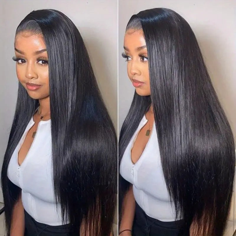 European And American Mid-length Long Straight Front Lace Wig