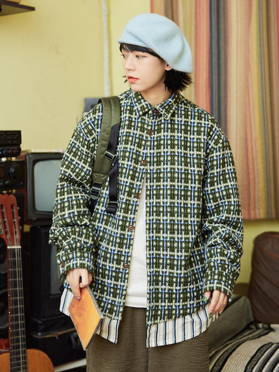 Retro Stitching Lapel Small Fragrance Shirt Coat