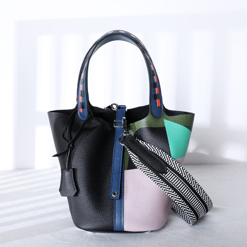 Sac portable en cuir de vache peint avec bandoulière réglable