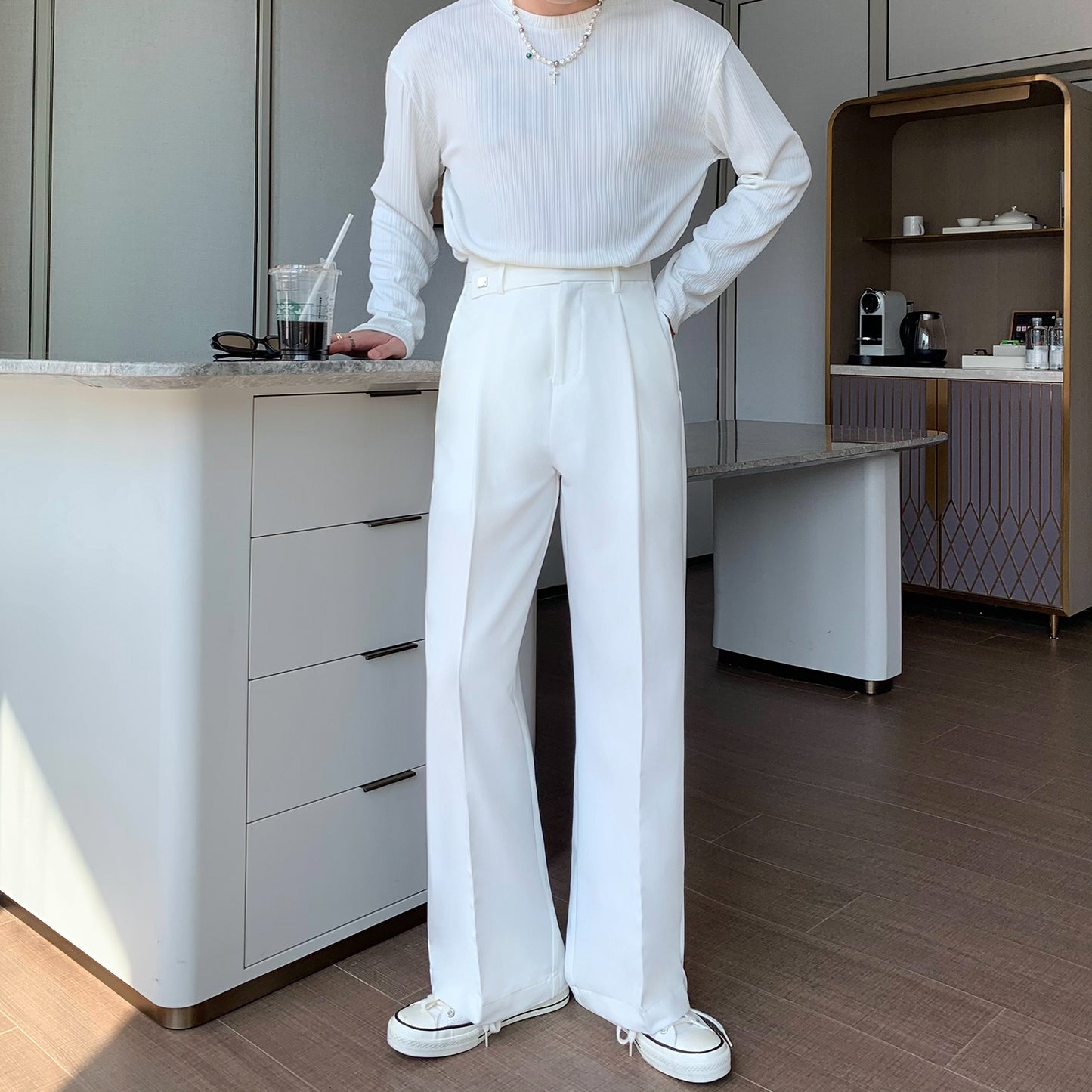 Pantalon ample et décontracté à jambes larges