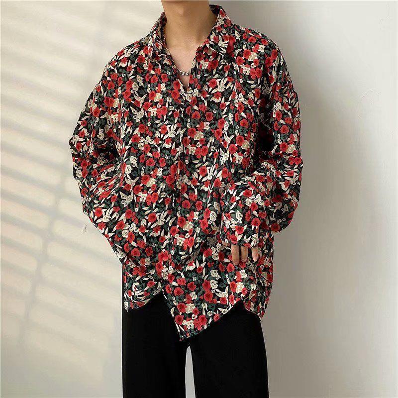 Loose Vintage Floral Shirt Long Sleeve