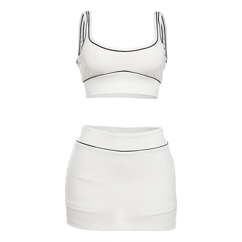 Cropped Tank Top Hip Skirt Sports Leisure Suit