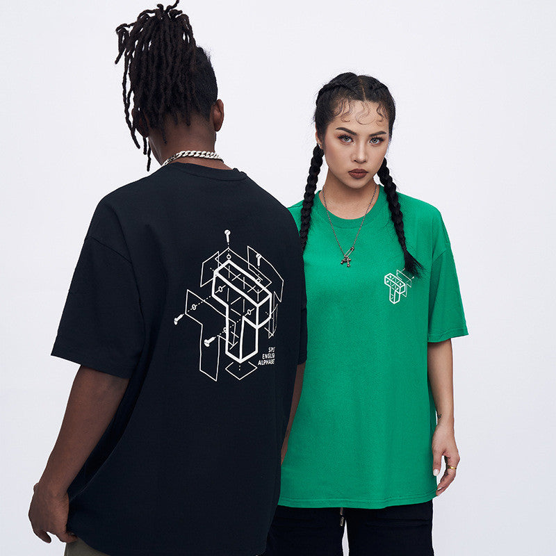 Haut ample imprimé à manches courtes et col rond pour hommes