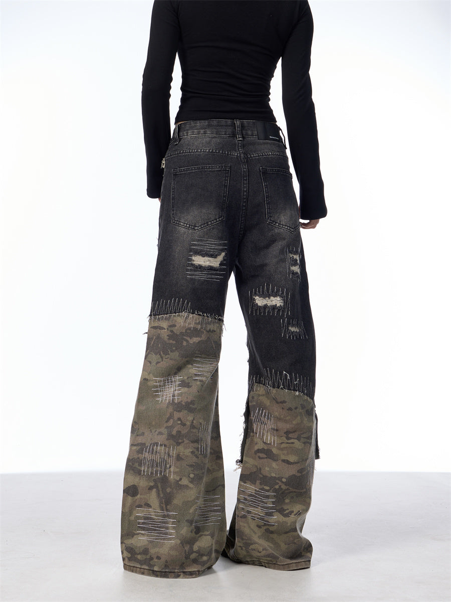 American High Street Camouflage Stitching Pants