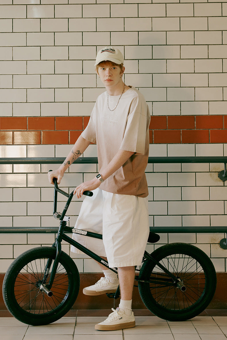 Three-dimensional Printed Gradient T-shirt Round Neck Short Sleeve Top