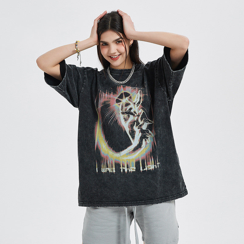 Vintage Old Print Short-sleeved T-shirt