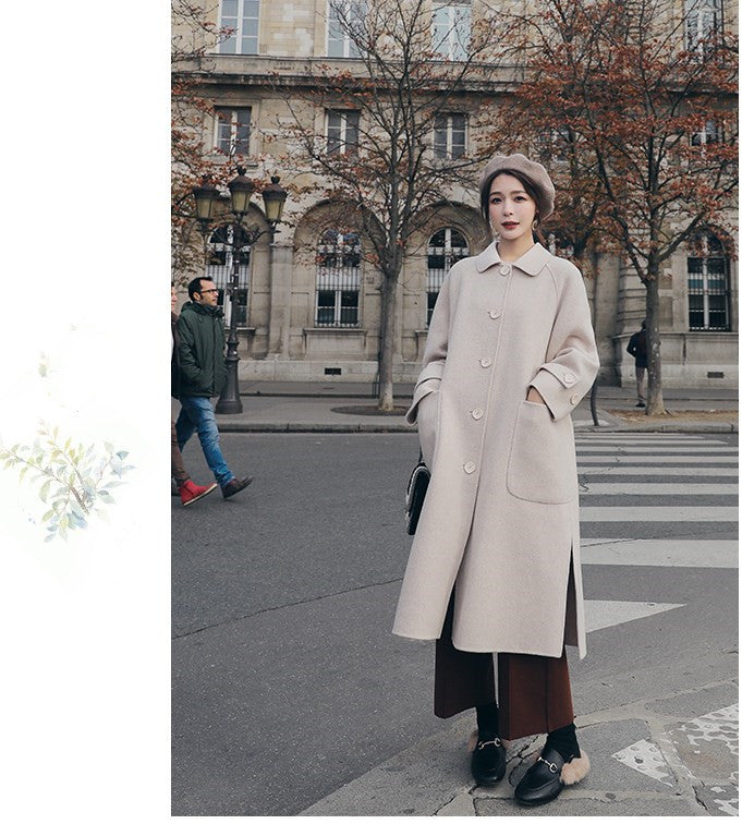 Mid-length Thick Windbreaker Woolen Coat