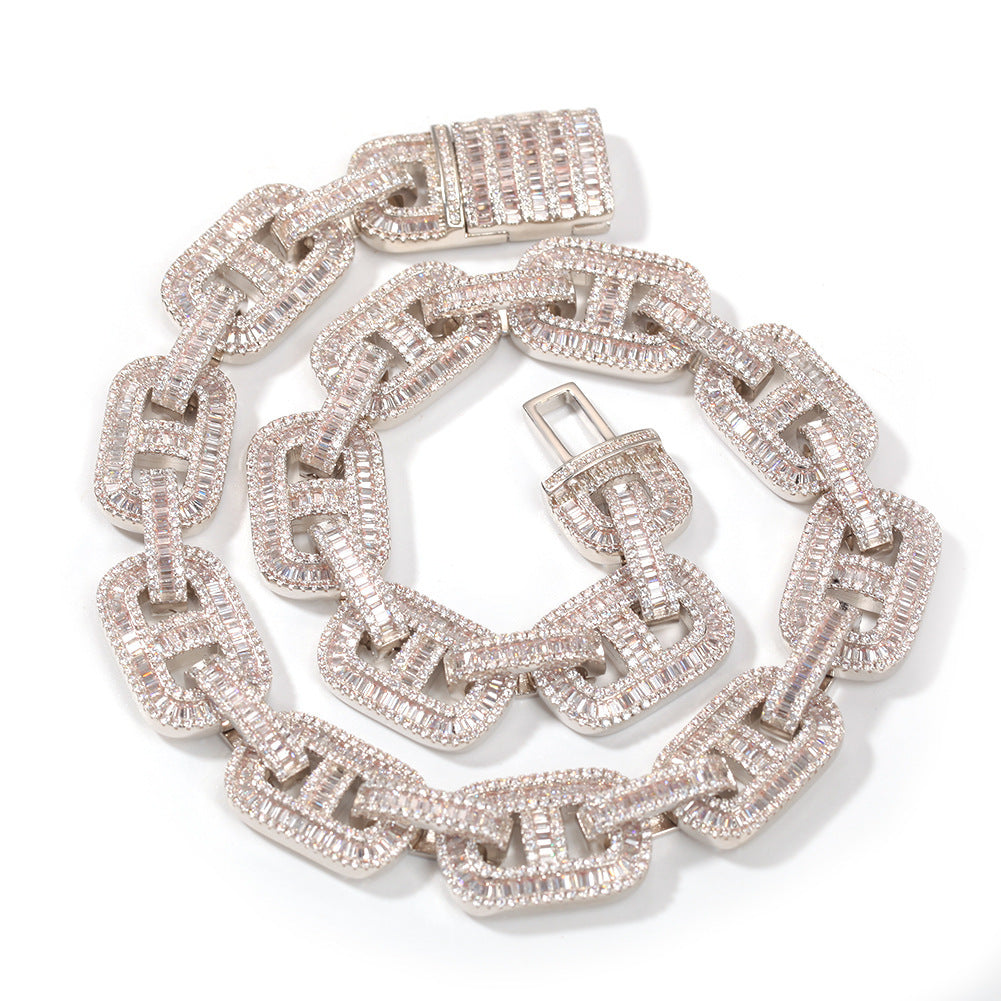 Hip-Hop Copper Micro-Set Zircon Clavicle Chain