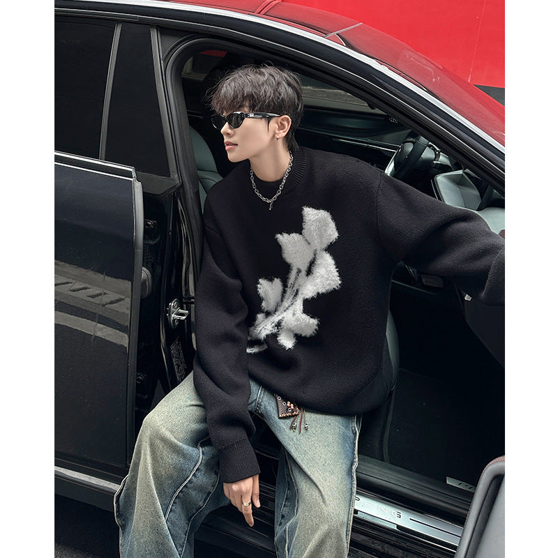 Autumn And Winter New American Retro Brocade Sweater Men's Loose Sweater