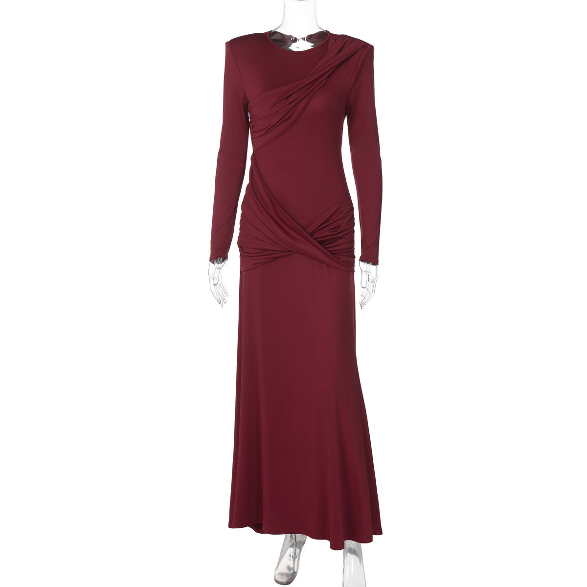 Robe fourreau élégante et sexy dos nu à manches longues et coupe ajustée pour femme