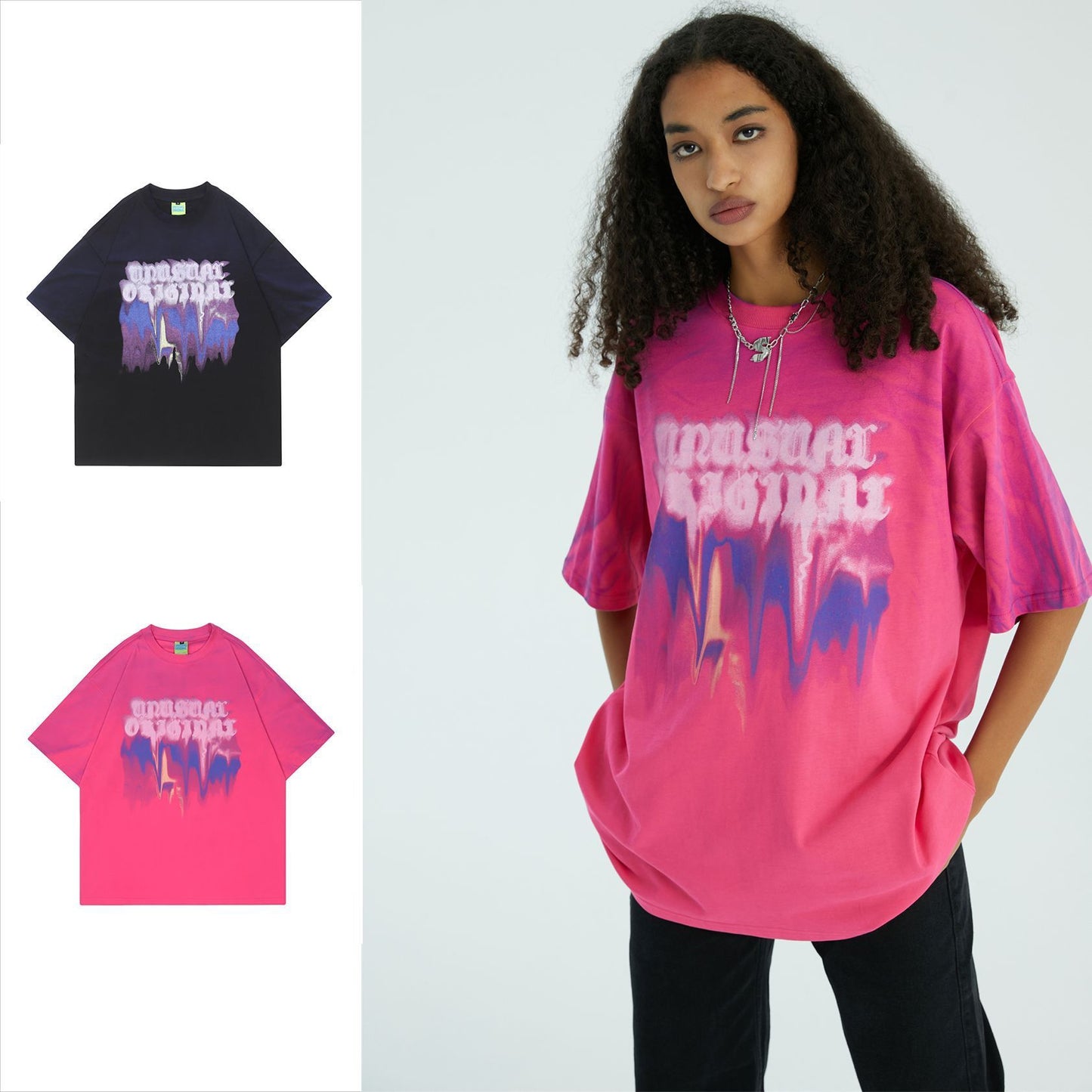 T-shirt à manches courtes avec lettrage de marque rétro.