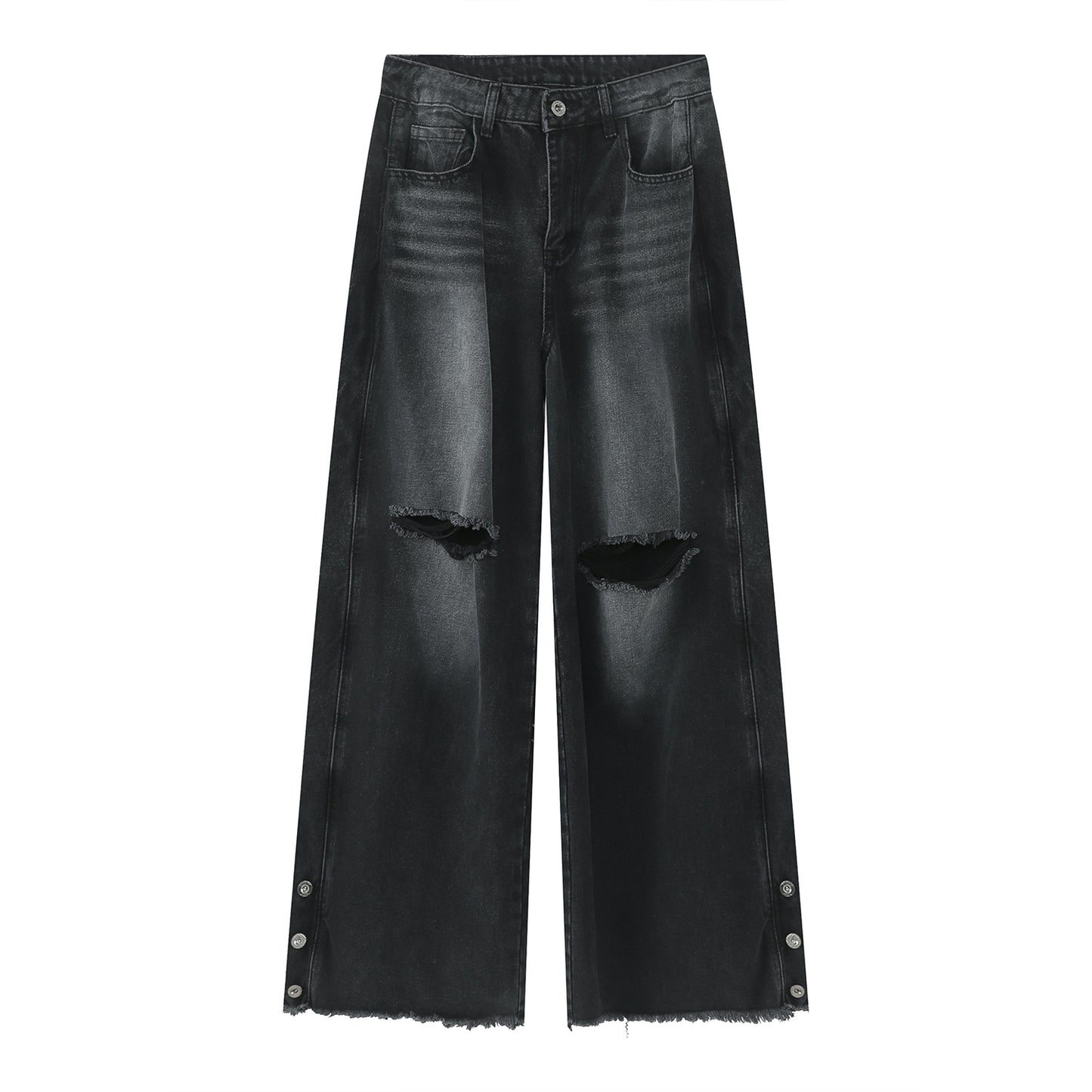 Casual Korean Style Denim Trousers Loose Mop Ripped