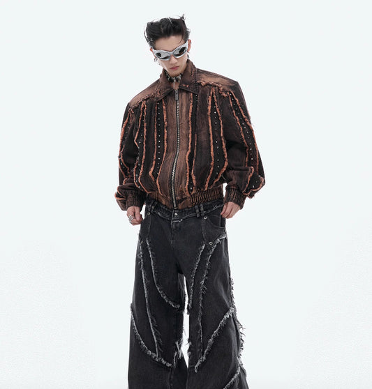 Manteau en jean déstructuré rétro Niche à épaules rembourrées