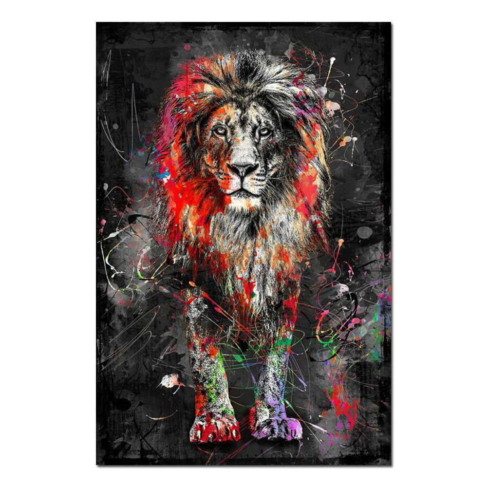 Graffiti Color Lion Canvas Painting Living Room