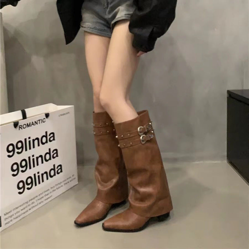 Botte de cowboy western rétro à bout pointu