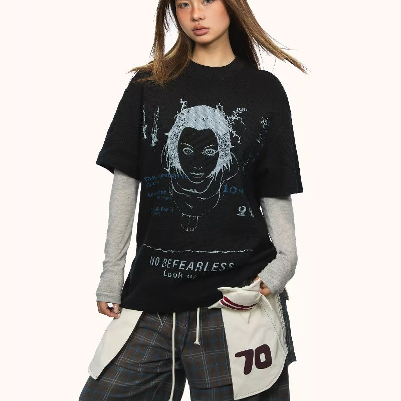 Printed Round Neck Short-sleeved T-shirt Summer New Loose