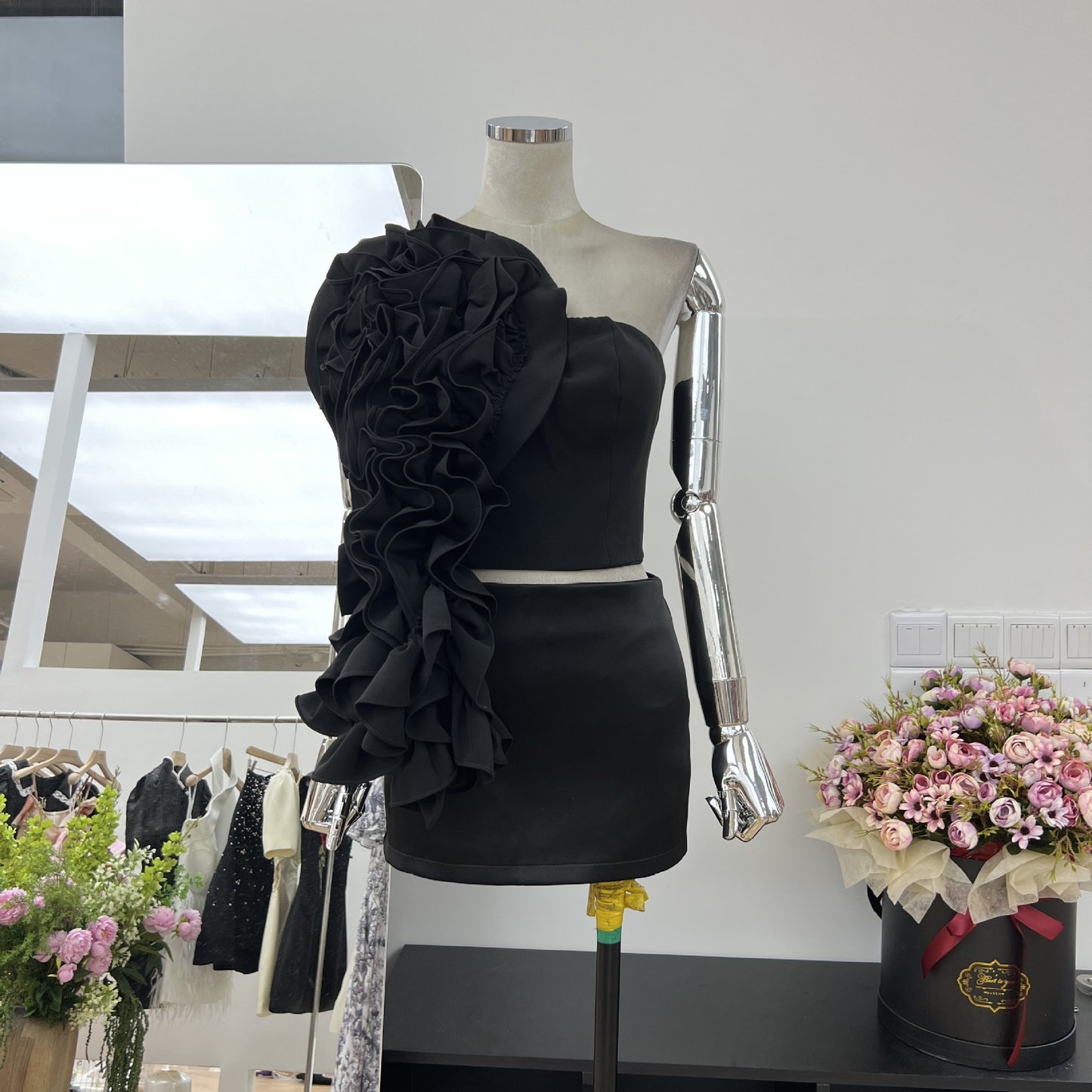 Street Shot Goddess Flower Ribbon One-shoulder Vest