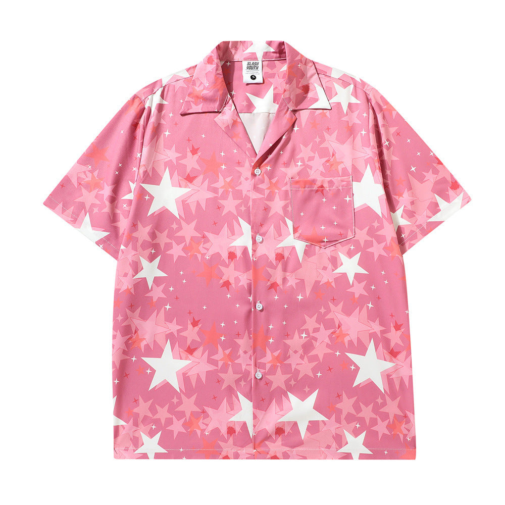 Summer Five-pointed Star Printed Short-sleeved Shirt