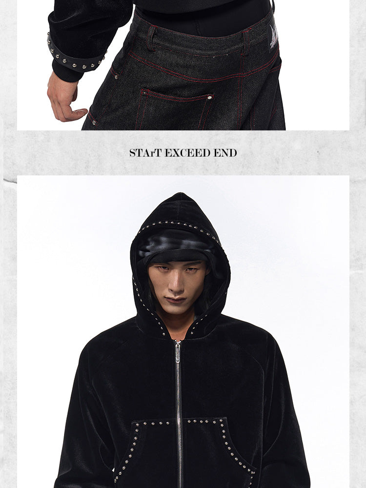 Gold Velvet Short Type Hooded Jacket