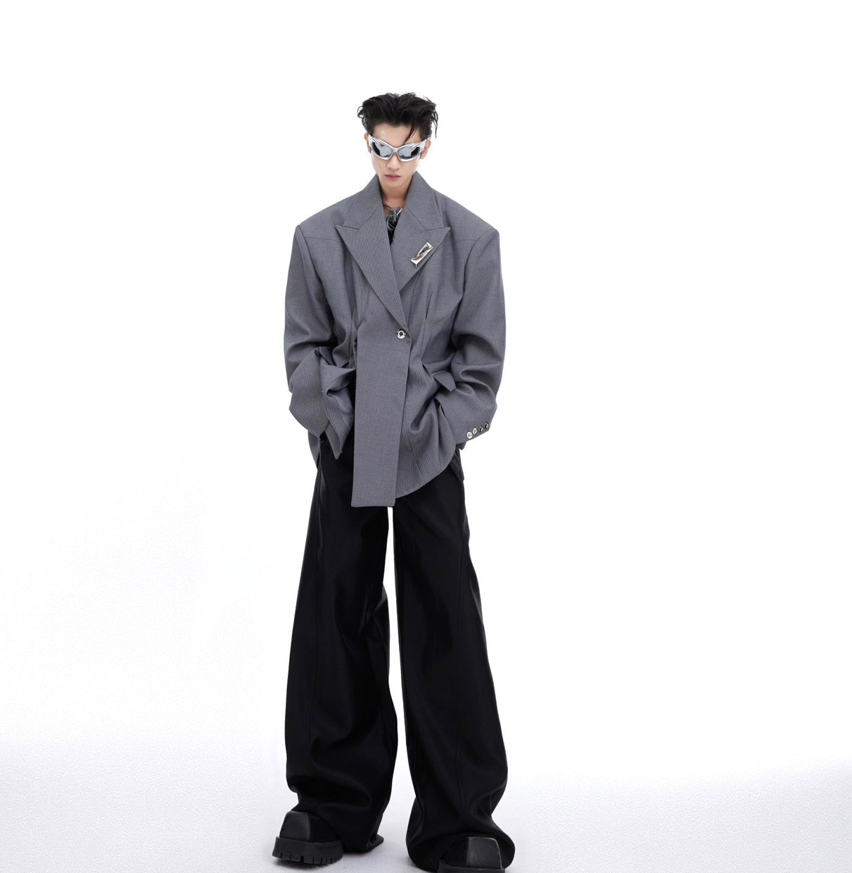 Veste de costume Niche Deconstruction en sergé à profil large