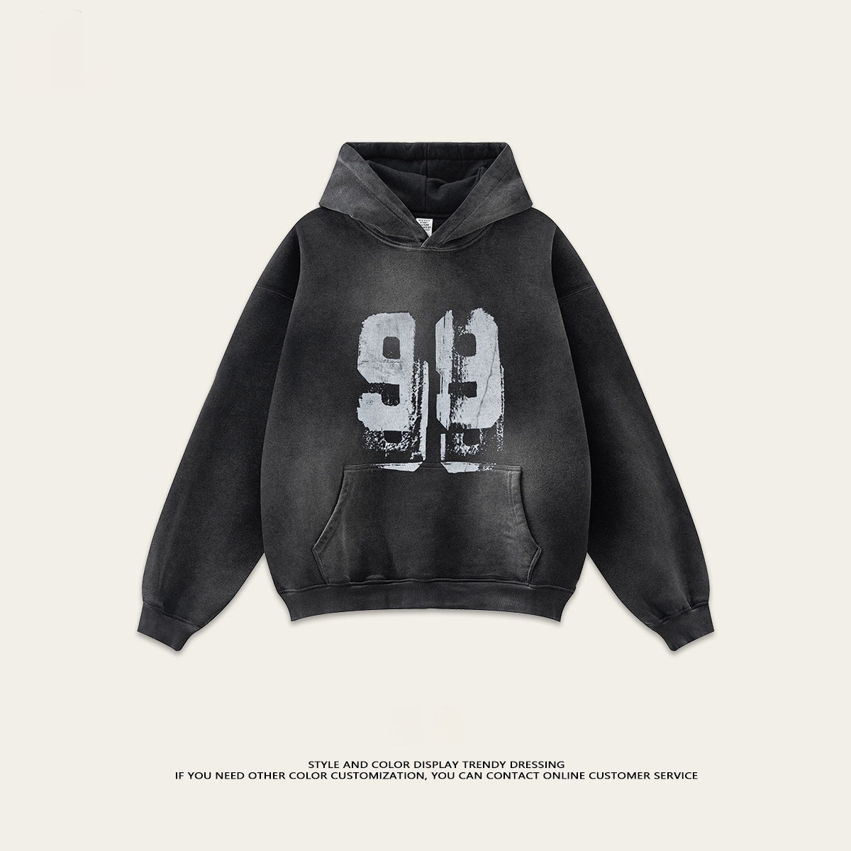 Vintage Washed Digital Printed Velvet Sweater