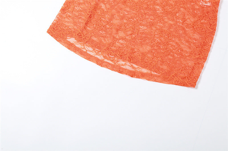 Robe fourreau transparente en dentelle à la mode, couleur unie