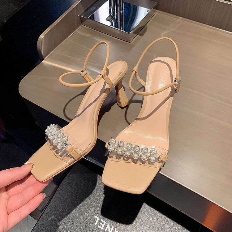 Sandali da fata con perle di strass giganti