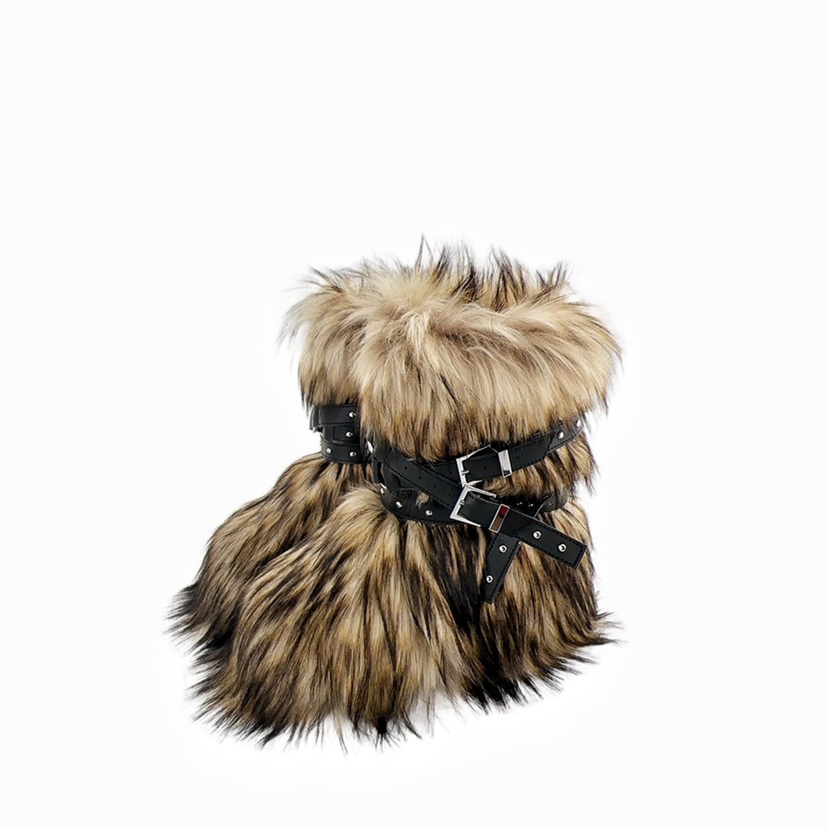 Bottes en laine à rivets, coupe ajustée, couleur foncée, à lacets