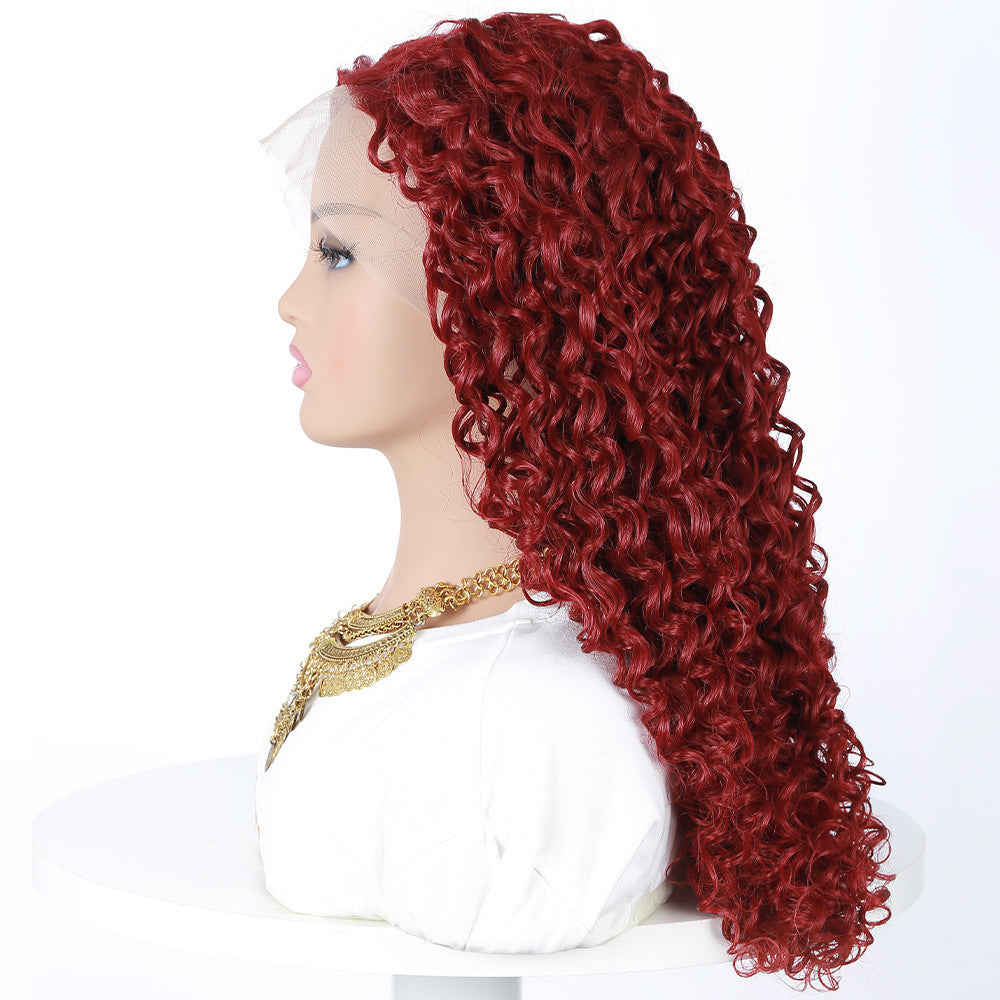 Fashion Front Lace Long Curls Wig Chemical Fiber Head Cover