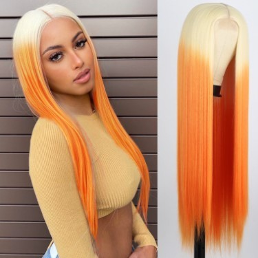 New Gradient Medium Short Straight Hair Bob Wig