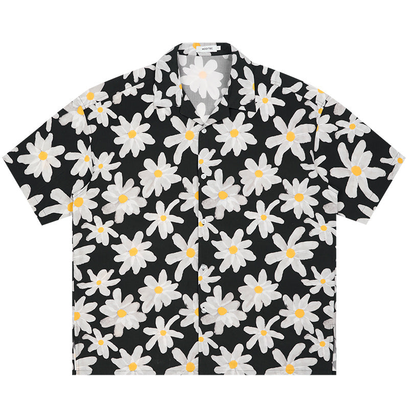 white flower floral button up shirt