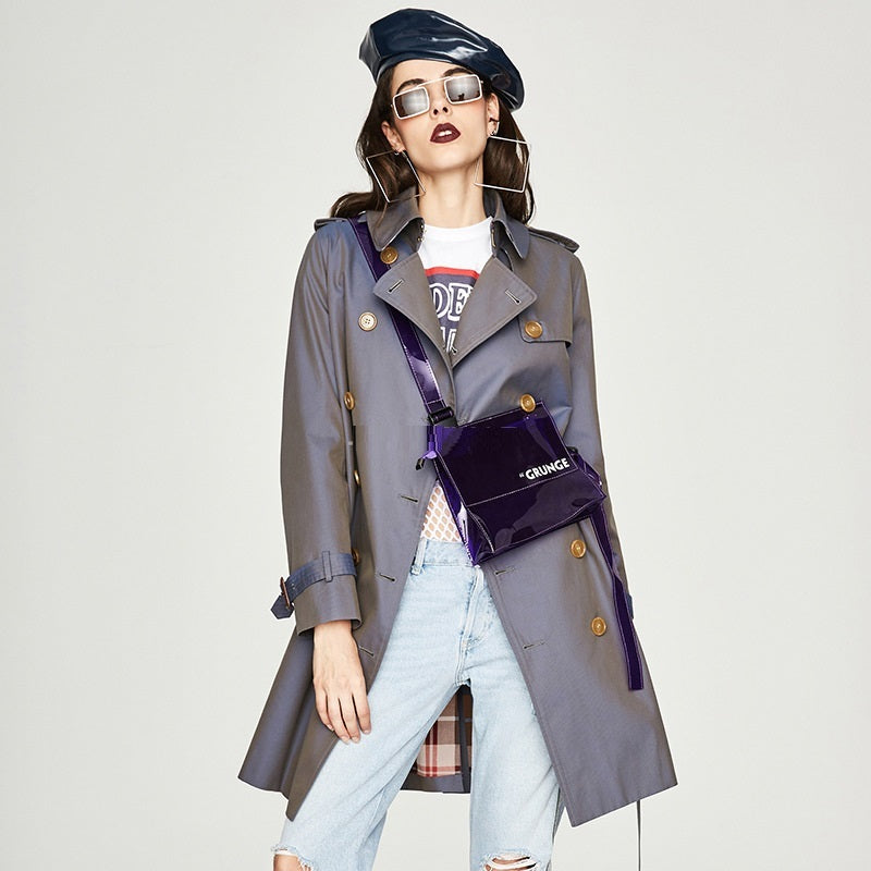 New Chameleon Women's Long Double Breasted Trench Coat