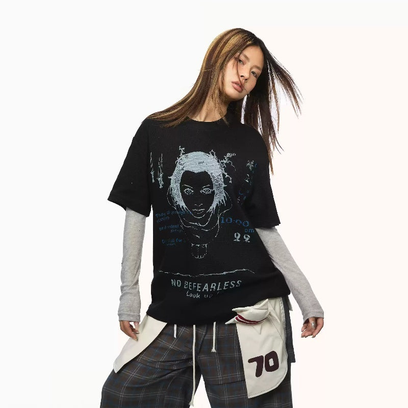 Printed Round Neck Short-sleeved T-shirt Summer New Loose