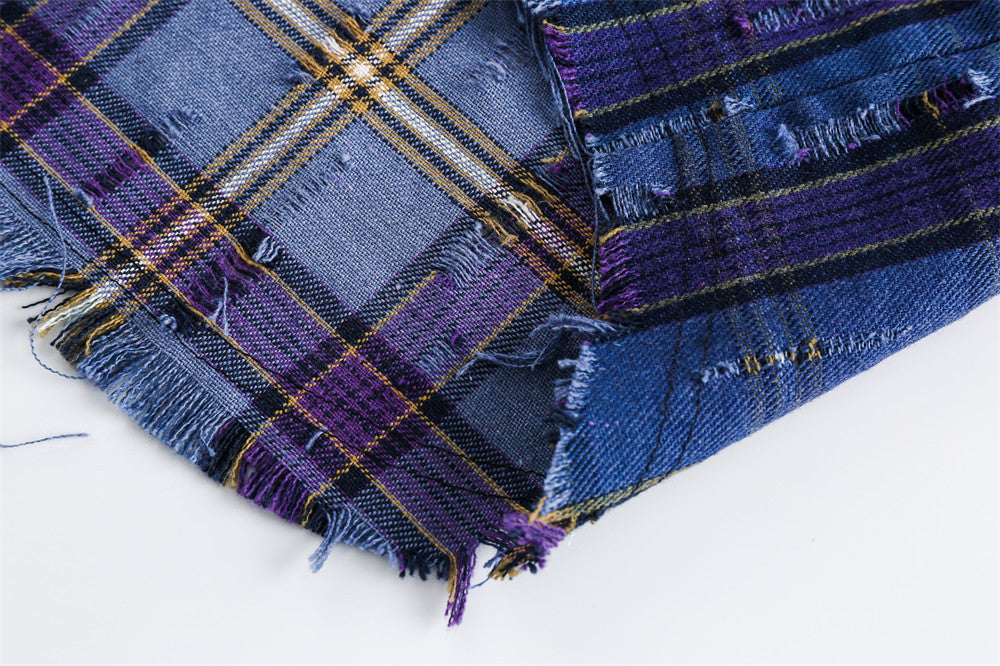 Tie-dye Gradient Plaid Shirt - High Street Fashion Design Sense