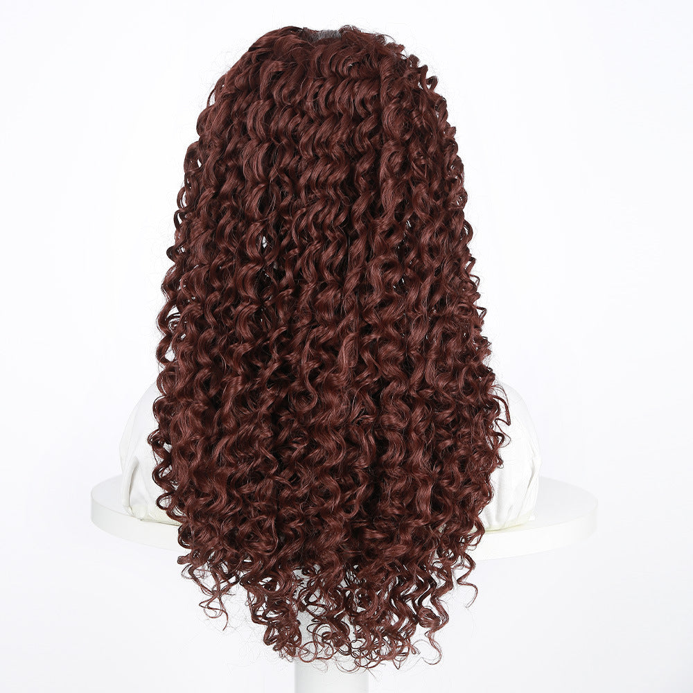 Fashion Front Lace Long Curls Wig Chemical Fiber Head Cover