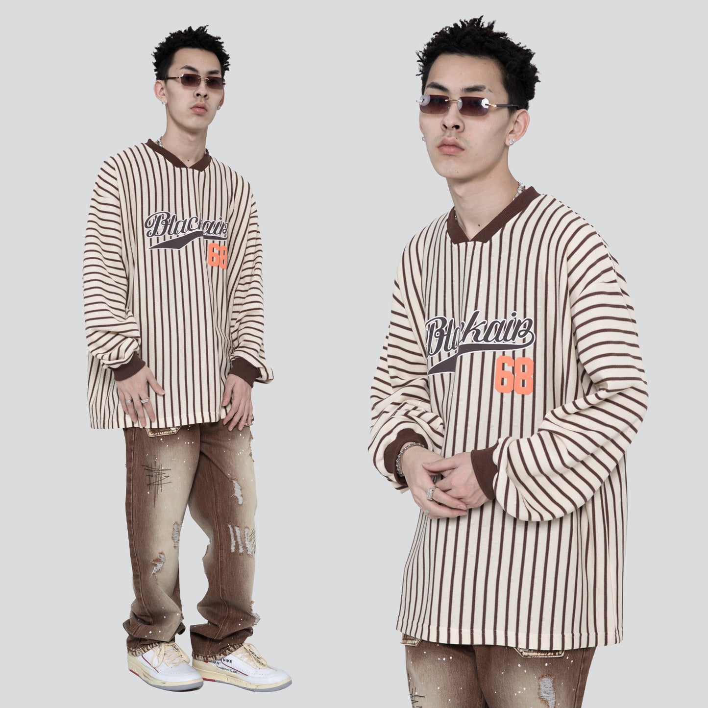 Haut à manches courtes et col en V tendance pour couple