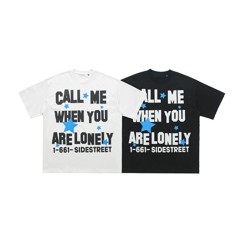 Round Neck Printed Cotton Short-sleeved T-shirt Retro Bottoming Top