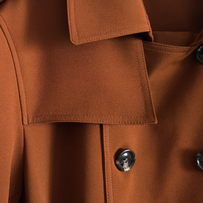 Trench-coat long classique à double boutonnage pour homme