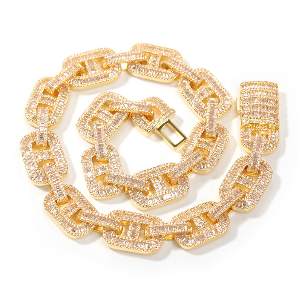 Hip-Hop Copper Micro-Set Zircon Clavicle Chain