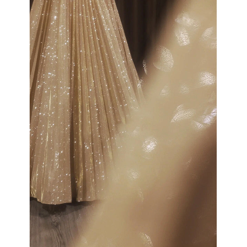 High End Champagne Color Annual Meeting Evening Dress