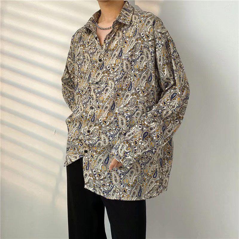 Loose Vintage Floral Shirt Long Sleeve