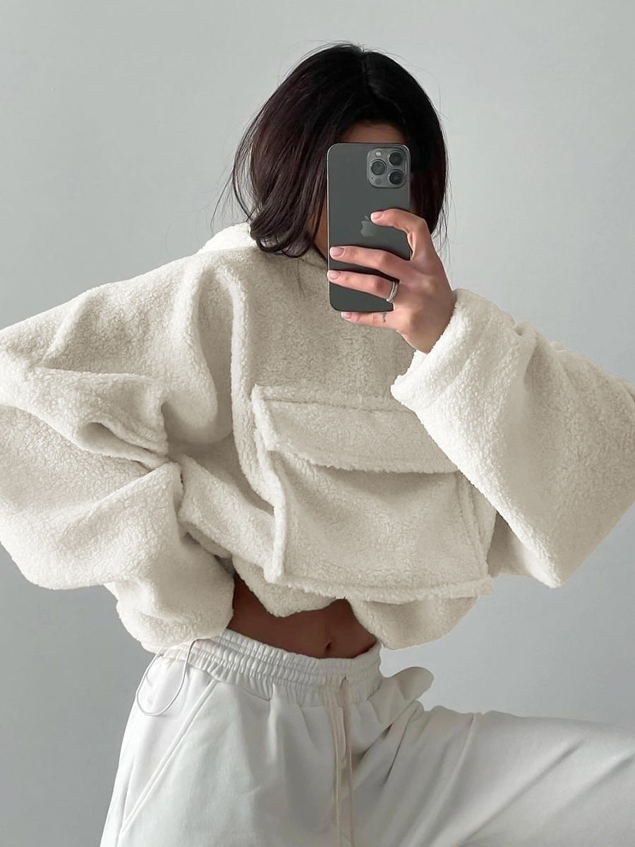 Knitted Lambswool Fashion Lazy Fall Hooded Long Sleeve Sweater Warm All-matching