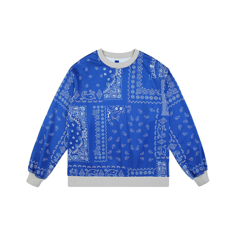 New Cashew Flower American Loose Crewneck Sweater