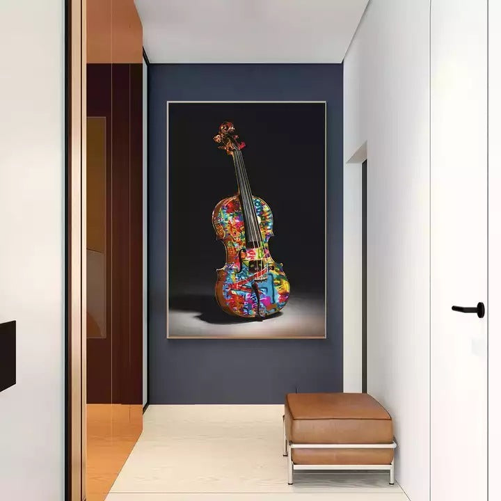 Cartoon Graffiti Violin Airbrushed Canvas Core