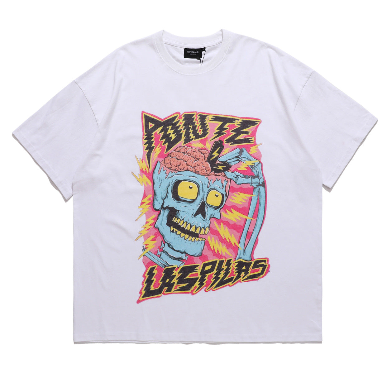 Men's Cartoon Skull Print Short Sleeve Half Sleeve Top