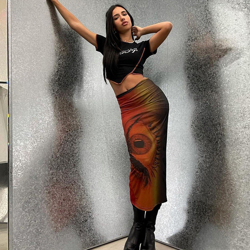 High Waist Sheath Fashion Printed Casual Skirt